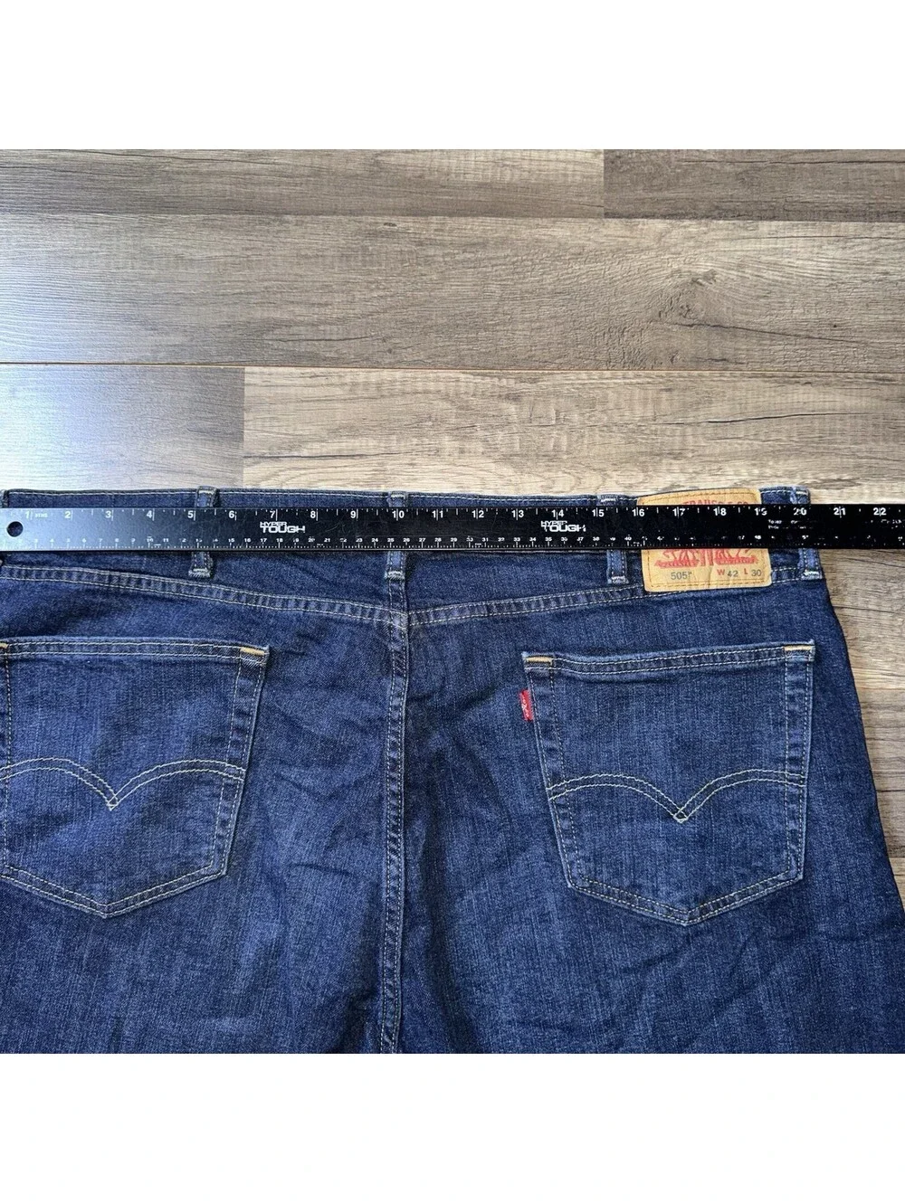 Levi’s 505 Jeans Men’s 42x25 Dark Blue Straight Leg Button Fly Custom Hem